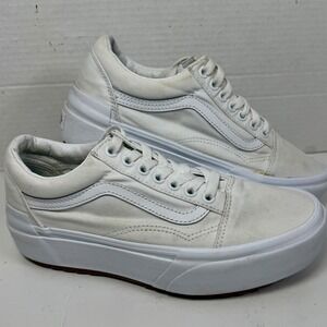 Vans Old‎ Skool Stacked White Platform Sneakers Womens 8 Mens 6.5 Low Top Shoes